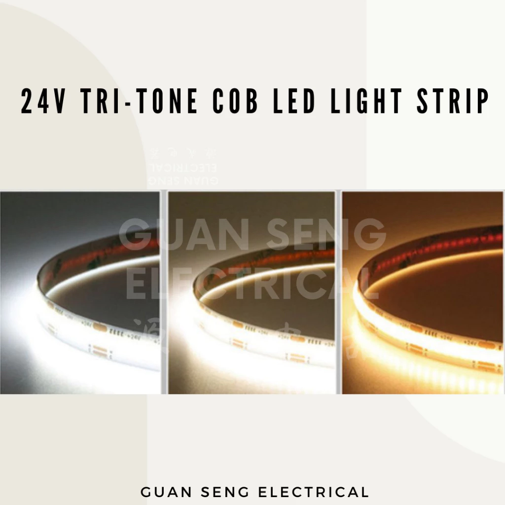 Premium Tri-tone 3Tone COB LED Light Strip 608LEDS 5M 12V 24V