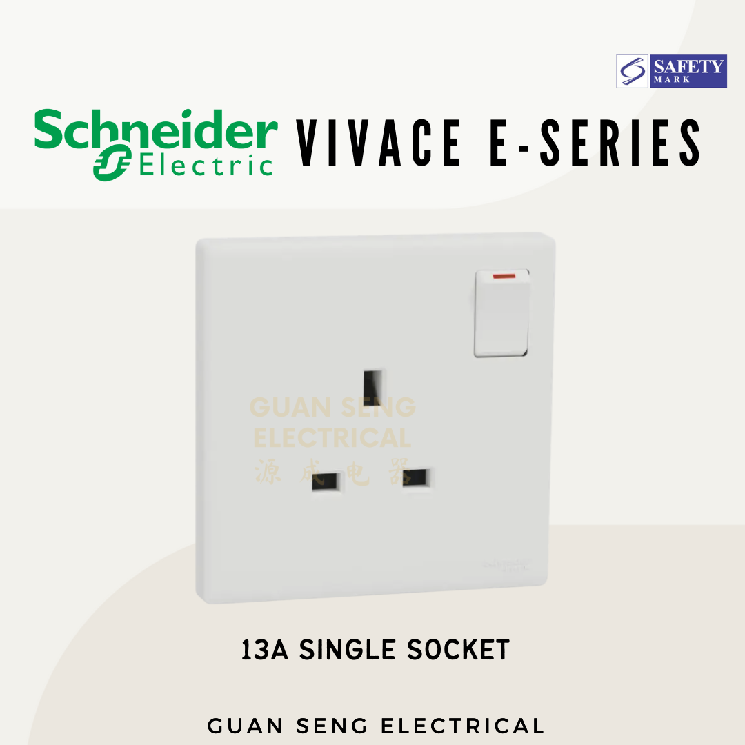 Schneider Electric Vivace E-Series Socket and Switch White Newest 2025 Design