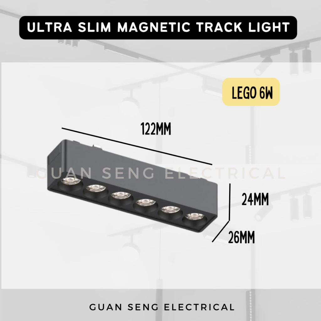 Ultra Slim Magnetic Track Light System 48V Surface Black White