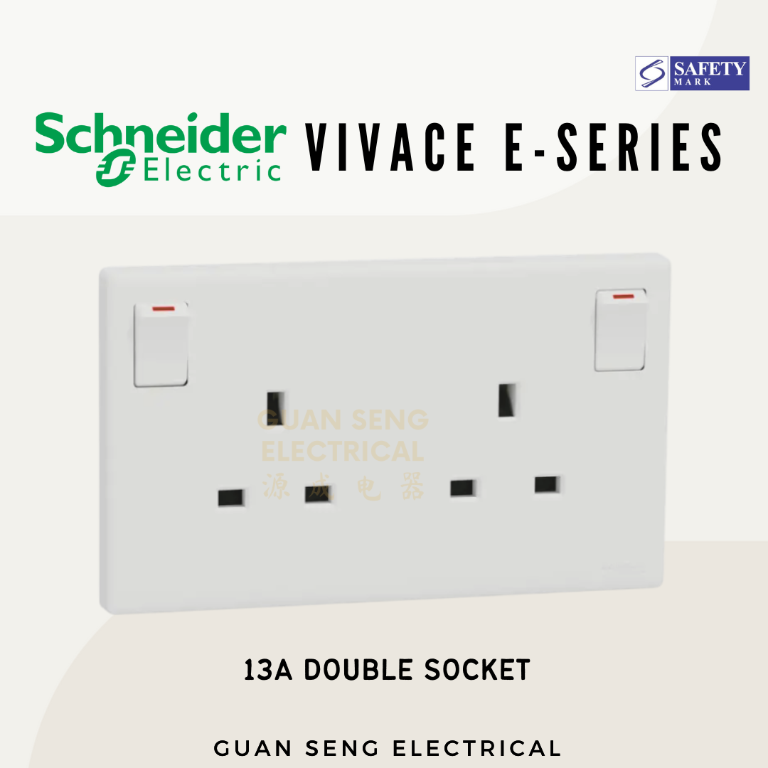 Schneider Electric Vivace E-Series Socket and Switch White Newest 2025 Design