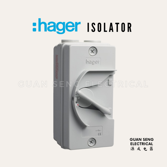 Hager 20A Weatherpoof Double Pole Isolator Switch IP66
