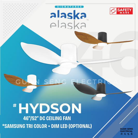 ALASKA HYDSON 46" 52" DC Ceiling Fan 20W Samsung LED Dimmable Option