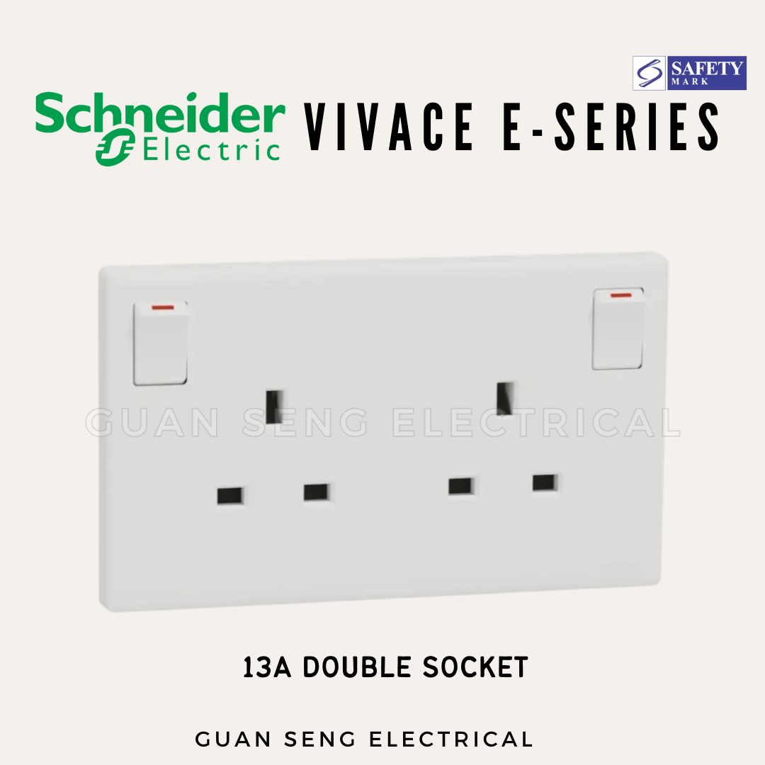 Schneider Electric Vivace E-Series Socket and Switch White Newest 2025 Design