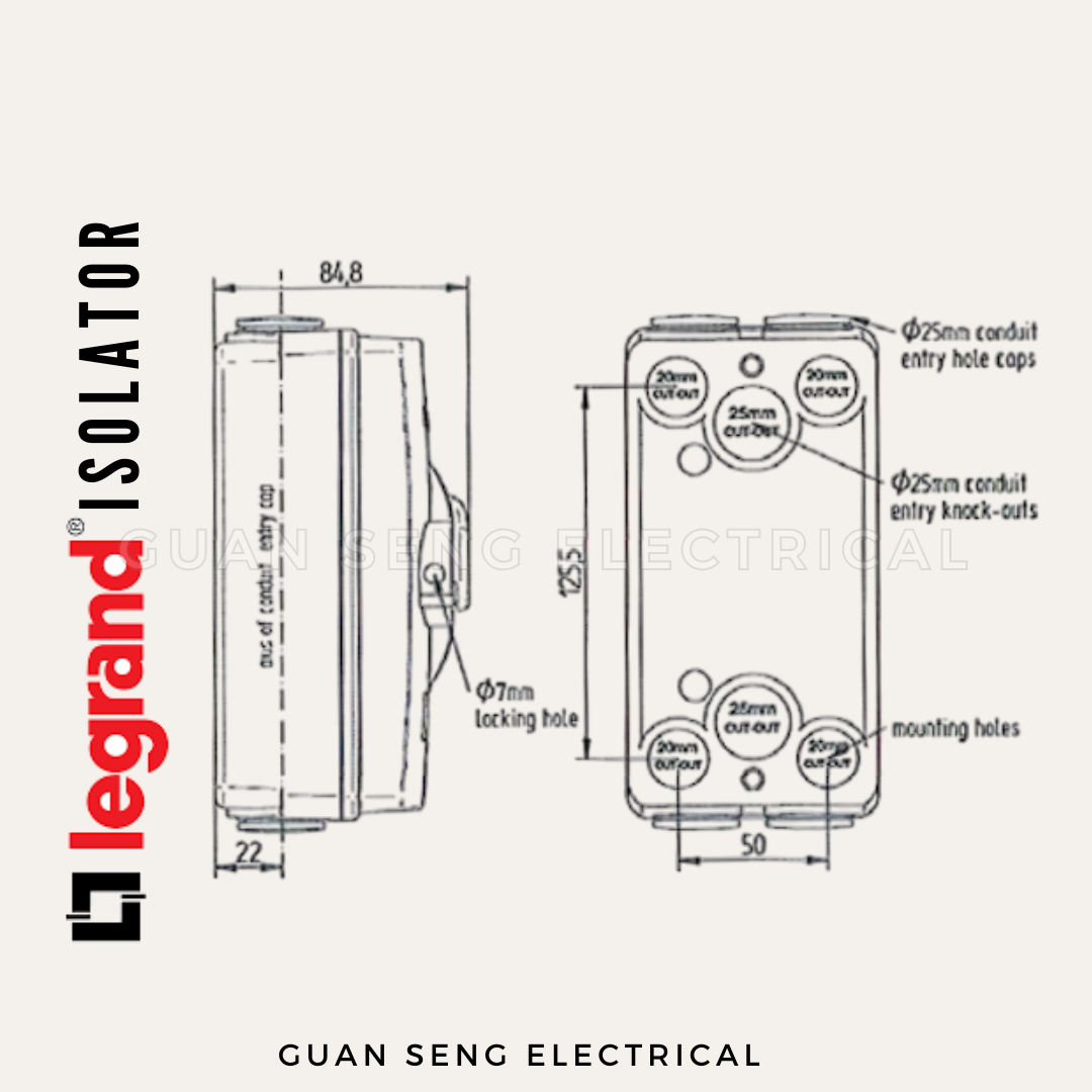 Legrand Weatherproof IP66 2 Pole Isolator