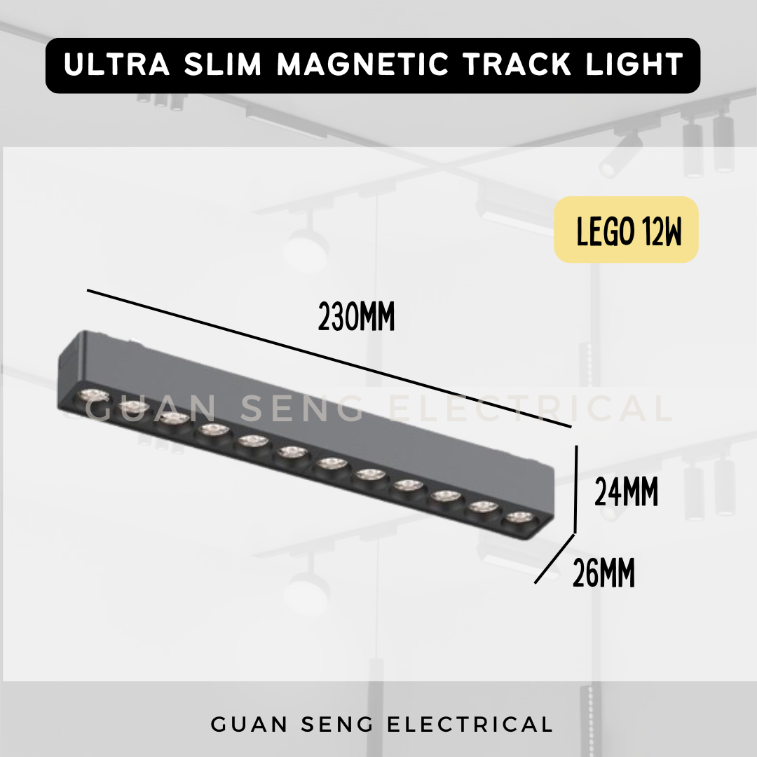 Ultra Slim Magnetic Track Light System 48V Surface Black White