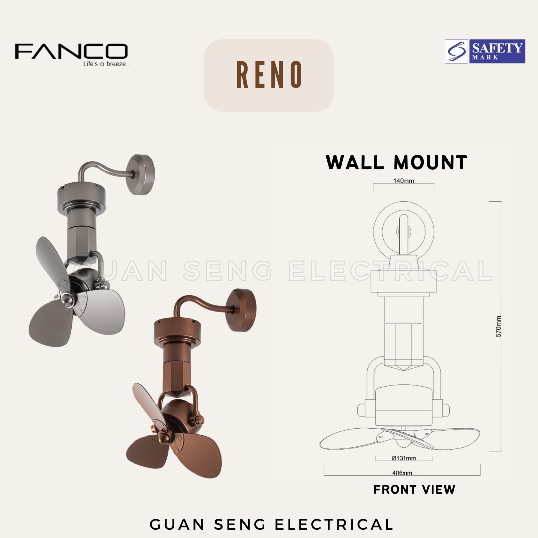 FANCO RENO 16" DC Motor Ceiling / Wall Mounting Fan