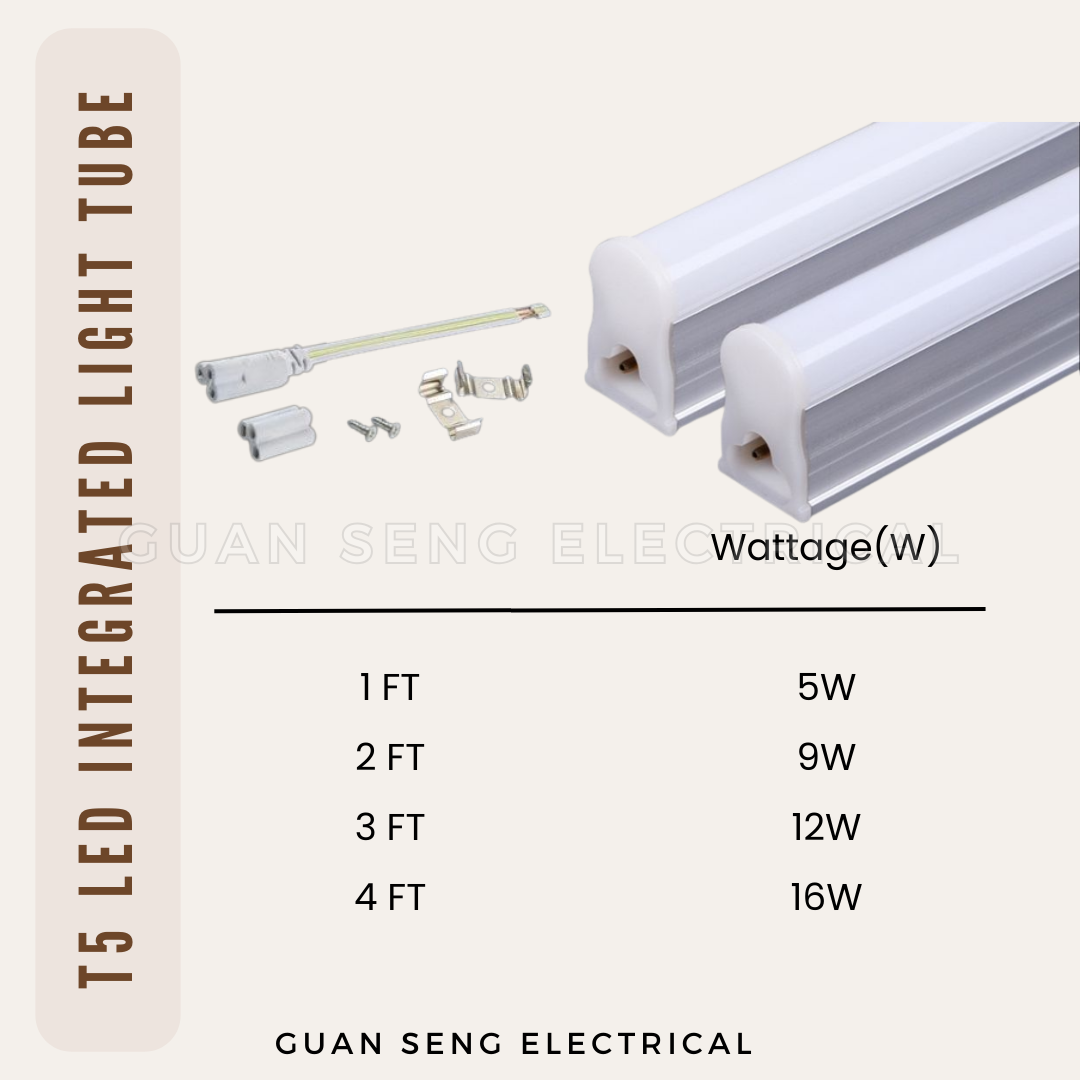 T5 LED Integrated Light Tube 1ft 2ft 3ft 4ft