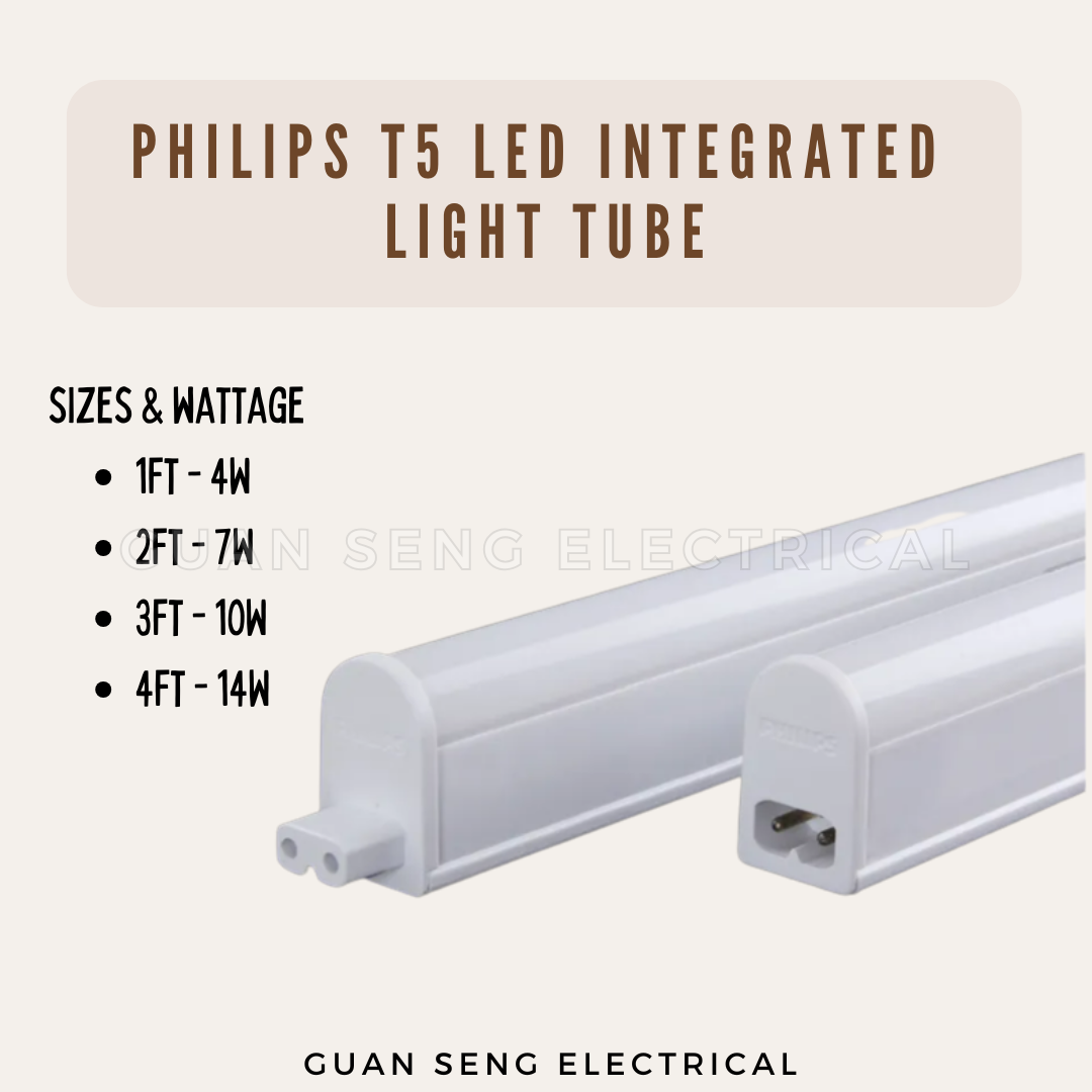 Philips T5 LED Integrated Light Tube 1ft 2ft 3ft 4ft Cabinet light