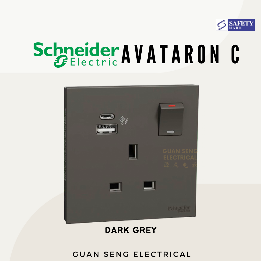 Schneider Avataron C 13A Single Socket with USB