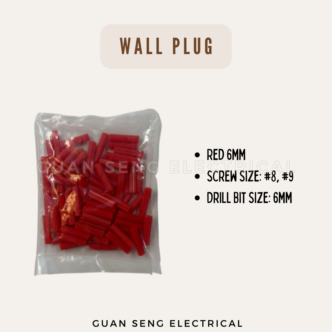 Nylon Wall Plug 6mm 7mm Red Green