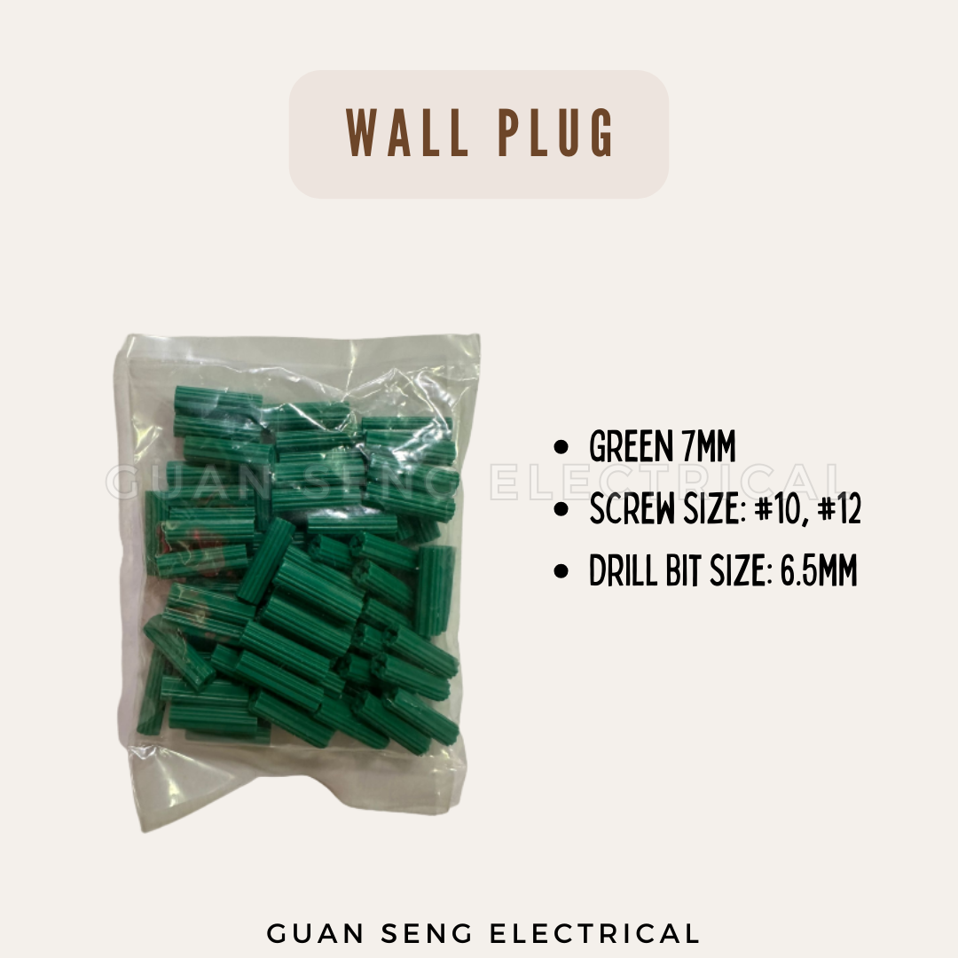 Nylon Wall Plug 6mm 7mm Red Green