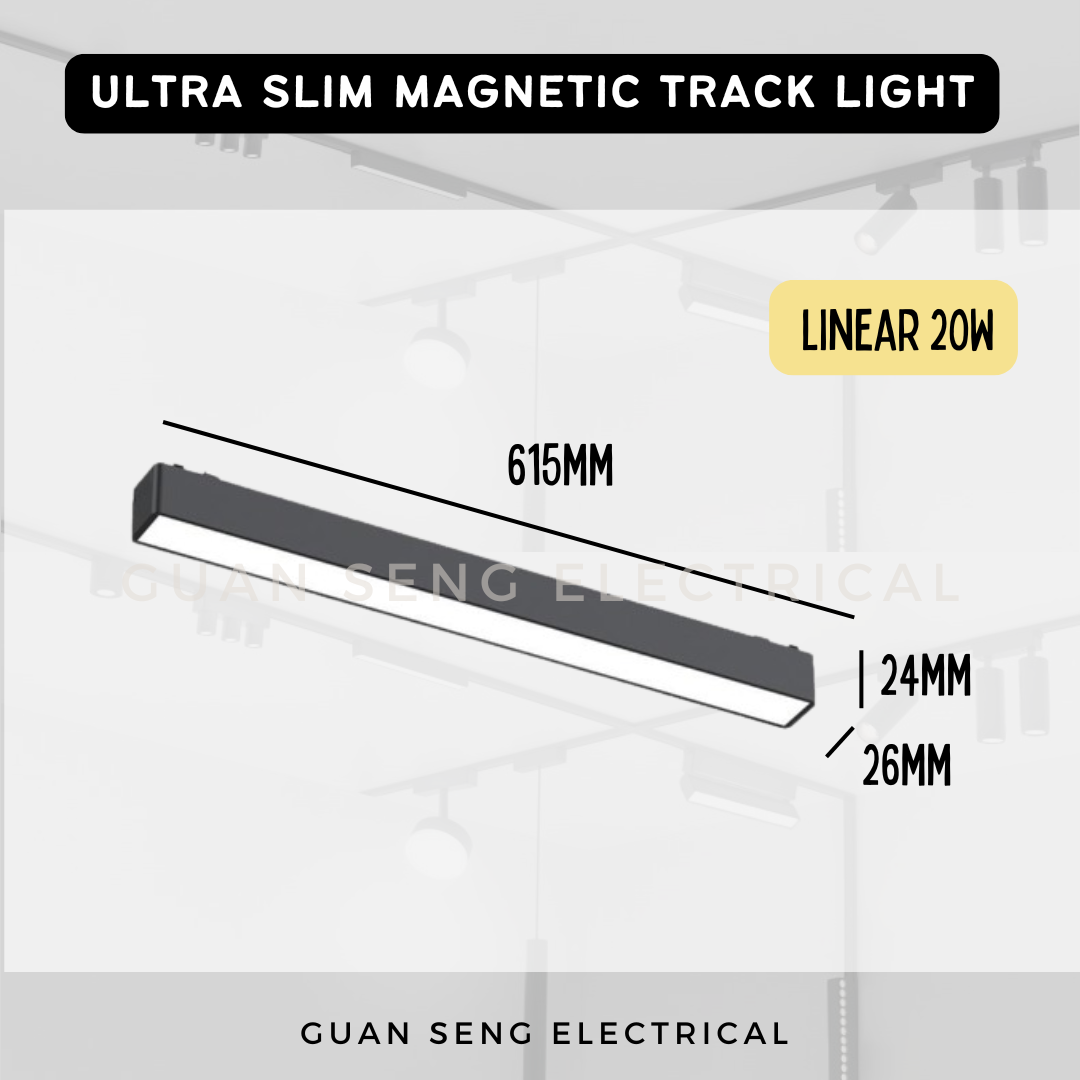 Ultra Slim Magnetic Track Light System 48V Surface Black White