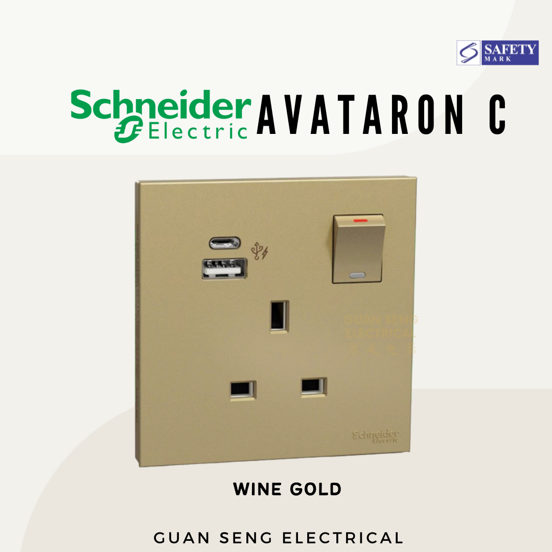 Schneider Avataron C 13A Single Socket with USB