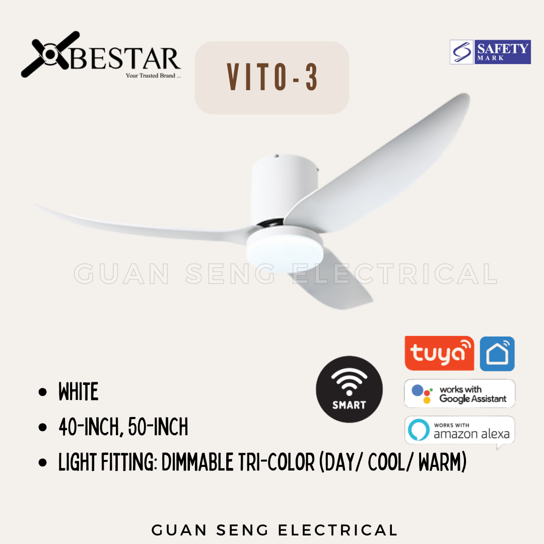 BESTAR VITO-3 40" 50" Hugger Smart Wifi Control DC Motor Ceiling Fan