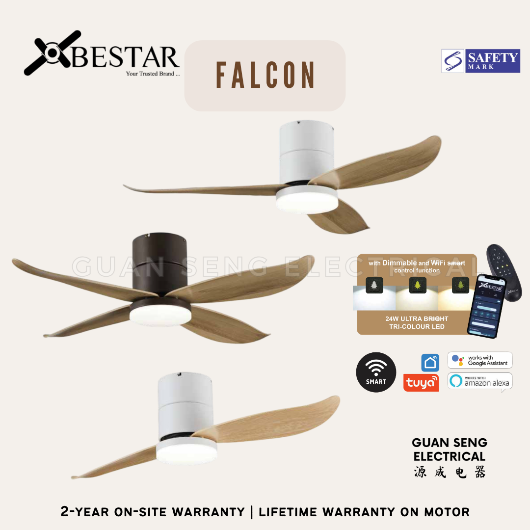 BESTAR Falcon Wood 36" 46" 52" Smart WIFI DC Motor Ceiling Fan with Remote Control
