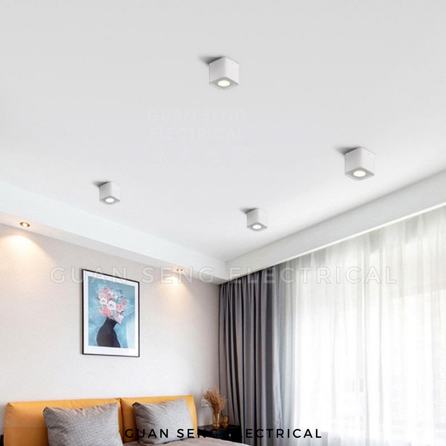 Anti-Glare Surface Mounted Spotlight GU10 Black White Square