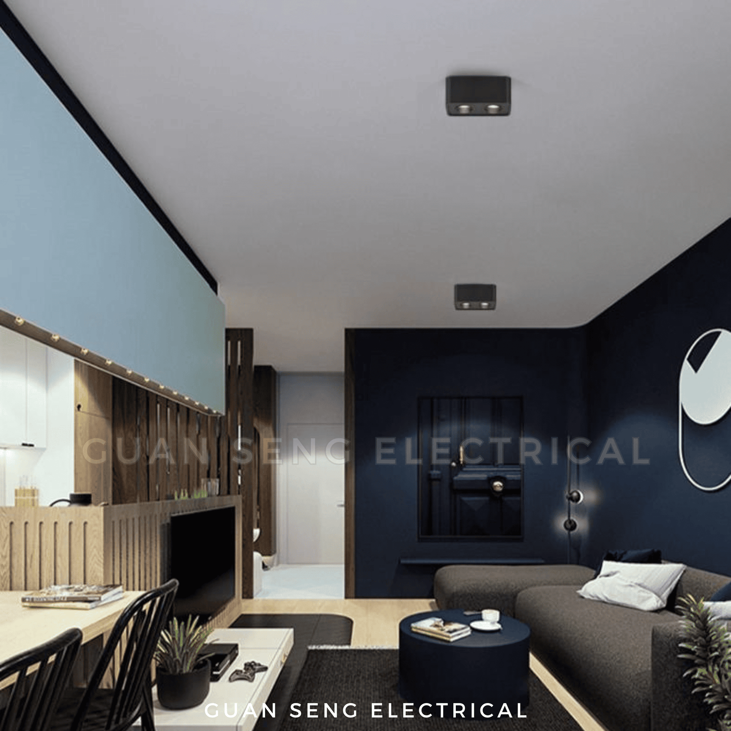 Anti-Glare Surface Mounted Spotlight GU10 Black White Square