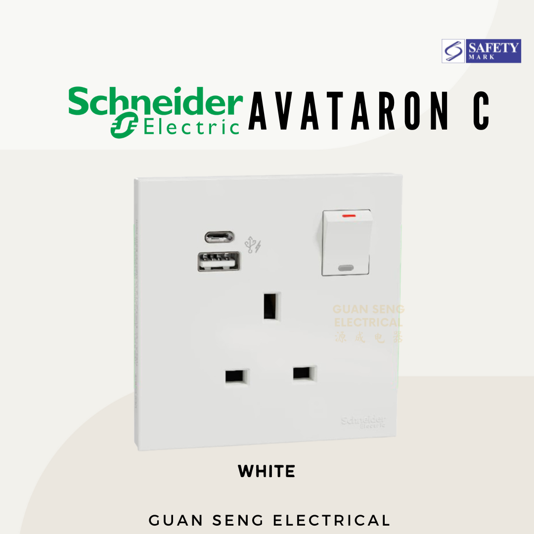 Schneider Avataron C 13A Single Socket with USB