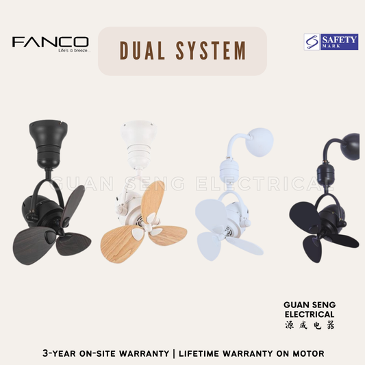 FANCO Dual System 16" DC Motor Ceiling / Wall Mounting Fan