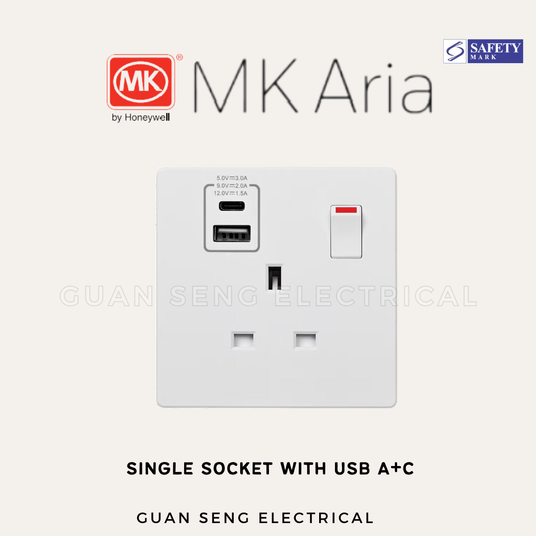 MK Honeywell Aria Socket with USB Grey Rose Gold Black