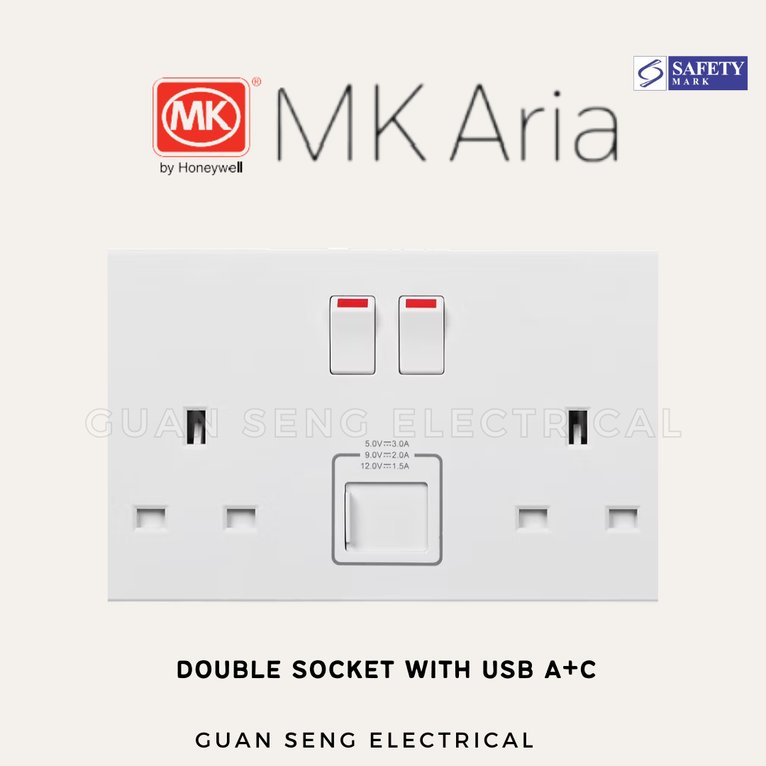 MK Honeywell Aria Socket with USB Grey Rose Gold Black