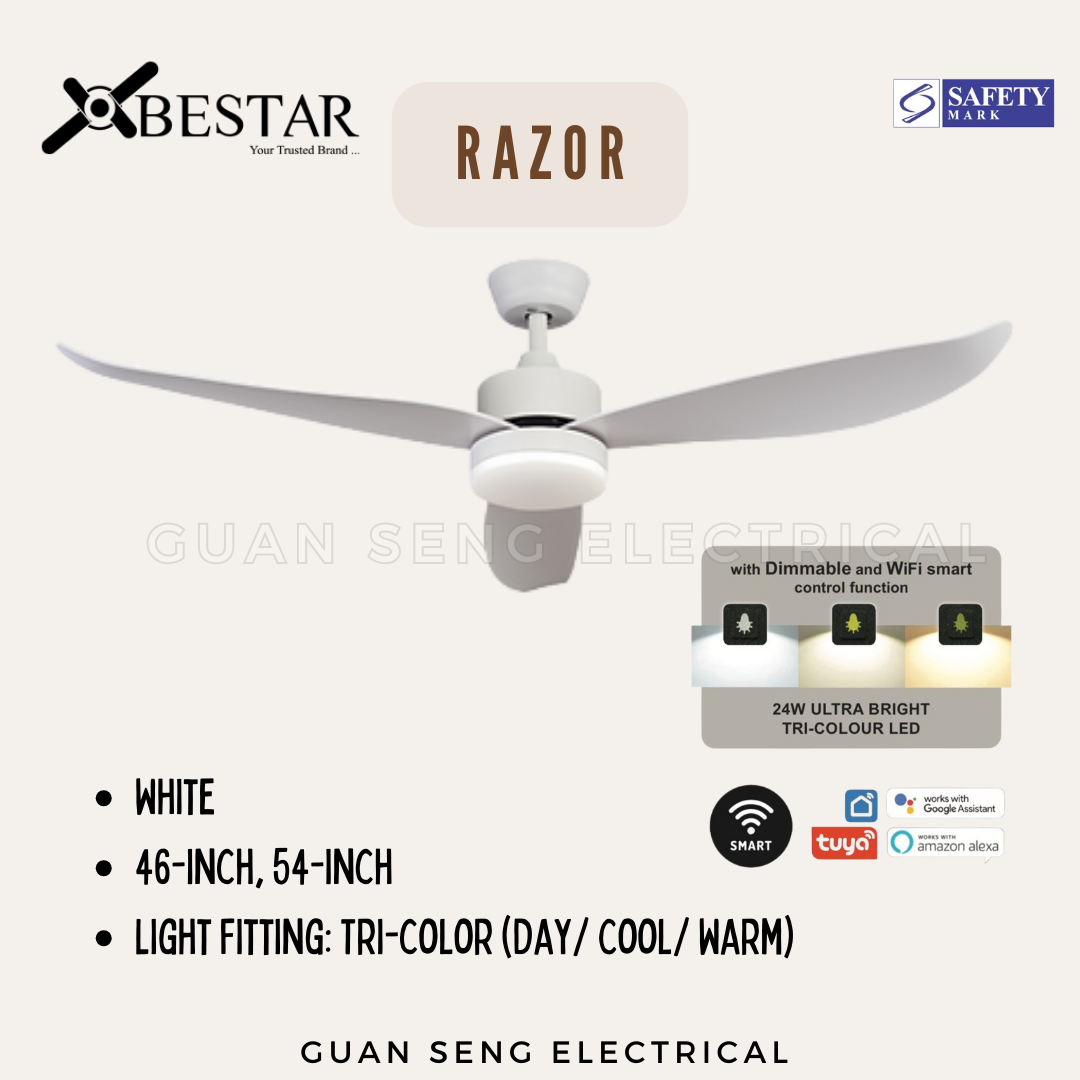 BESTAR Razor 46" 54" Smart WIFI DC Motor Ceiling Fan with Remote Control