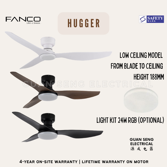 FANCO Hugger 48" DC Motor Ceiling Fan with Remote Control