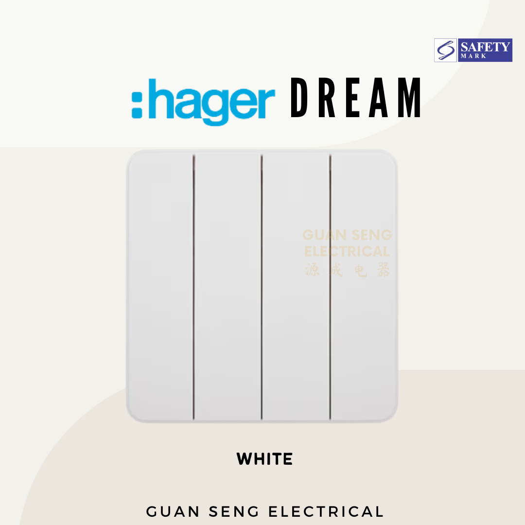 Hager Dream Switch 4 Gang 1 Way 4 Gang 2 Way