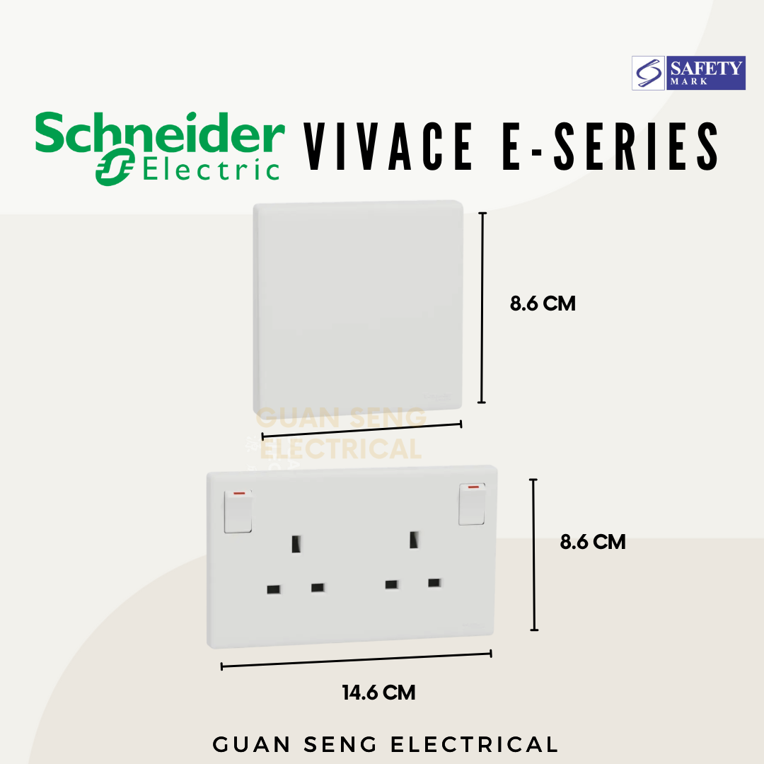 Schneider Electric Vivace E-Series Socket and Switch White Newest 2025 Design