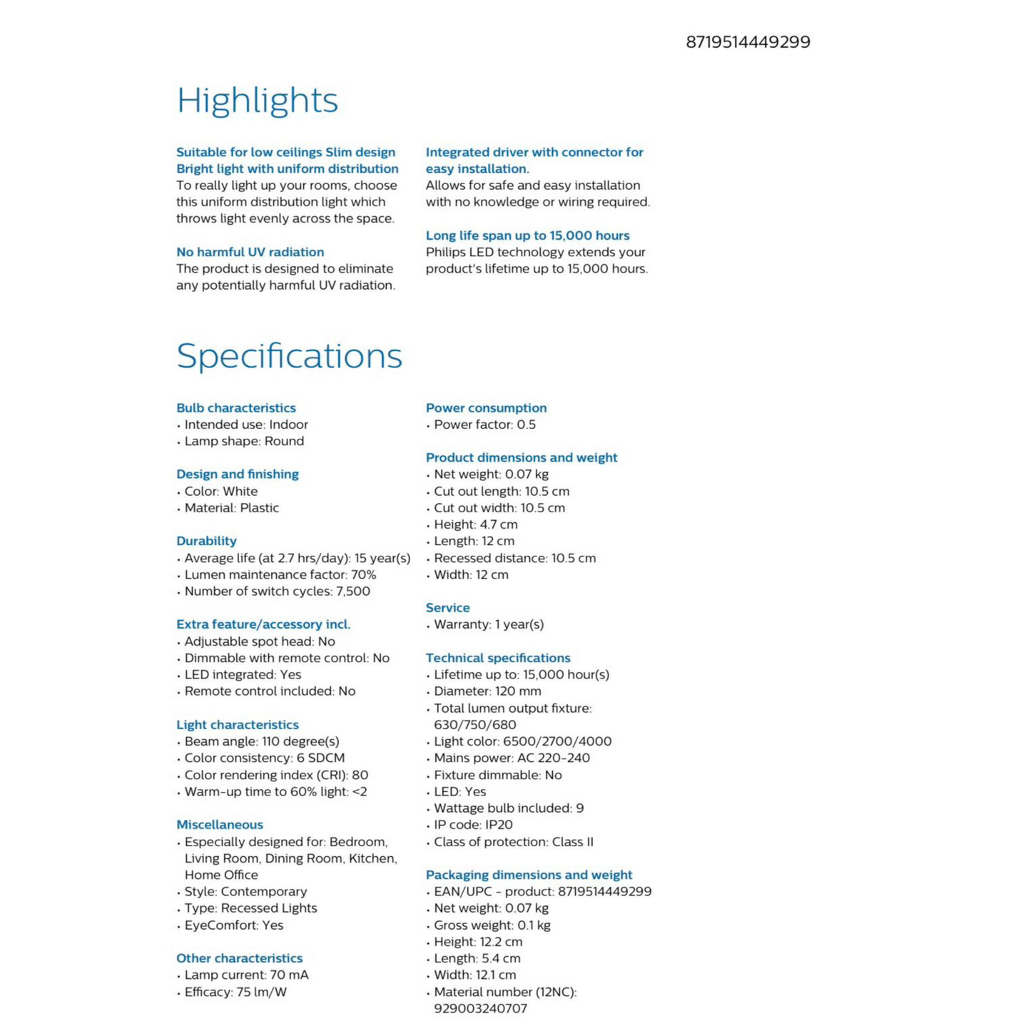 Philips Meson SceneSwitch LED Downlight 3Tone
