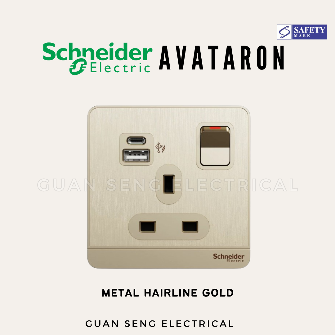 Schneider AvatarON Switched Socket with USB 21W Type A+C