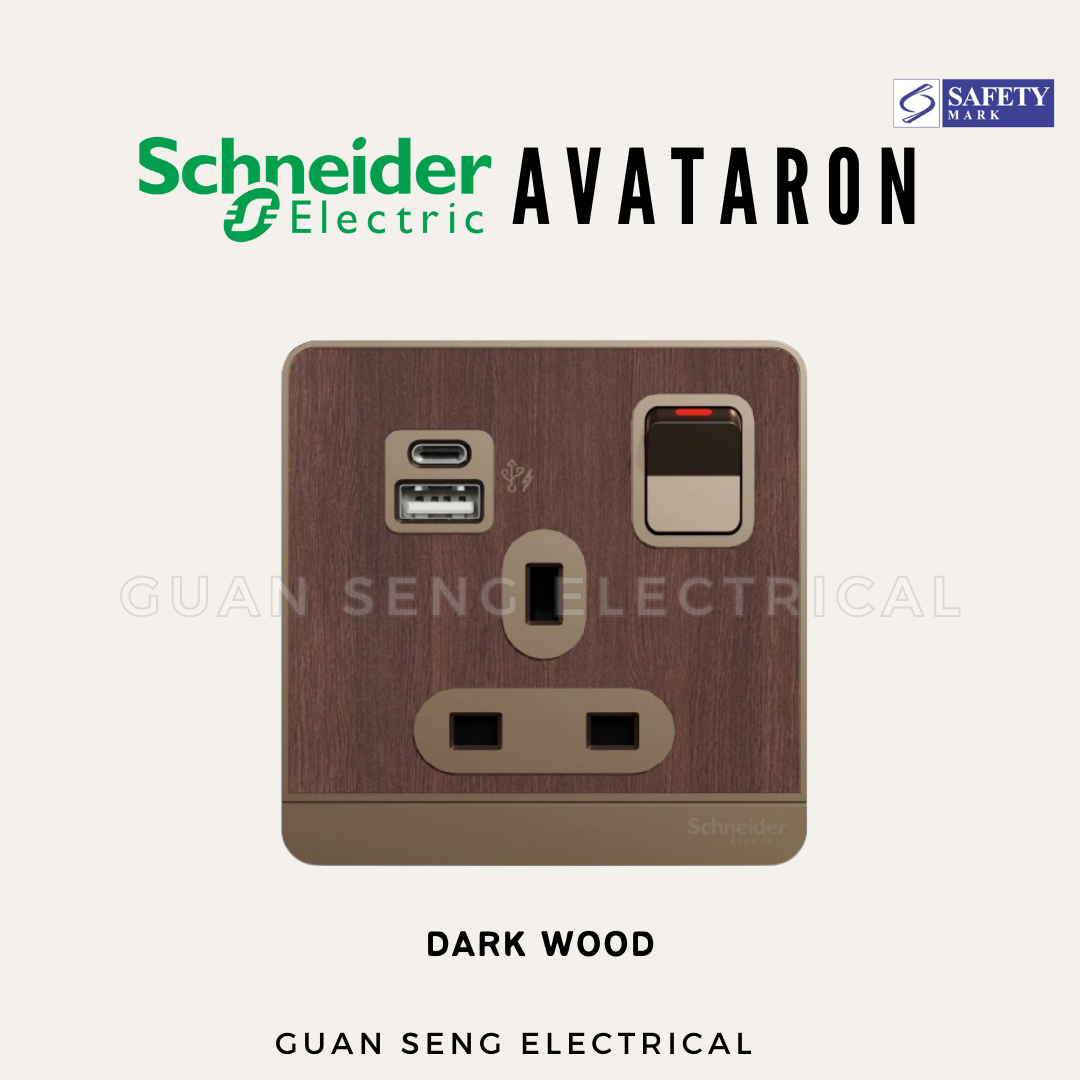 Schneider AvatarON Switched Socket with USB 21W Type A+C