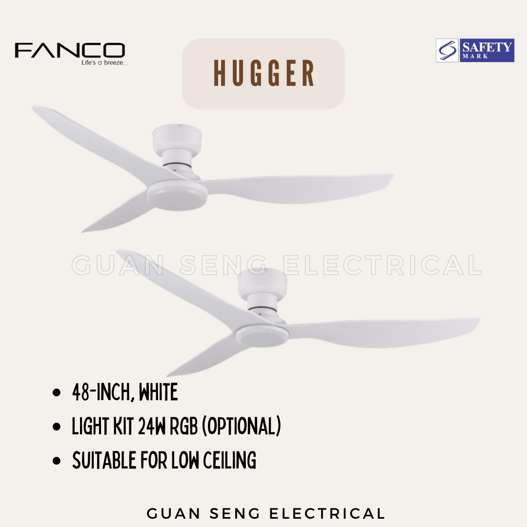 FANCO Hugger 48" DC Motor Ceiling Fan with Remote Control