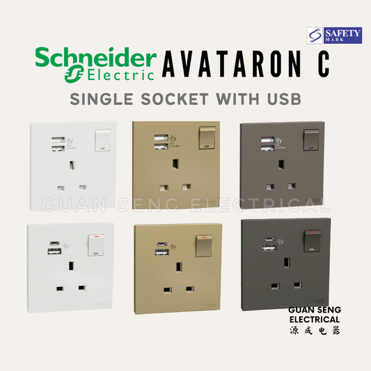 Schneider Avataron C 13A Single Socket with USB