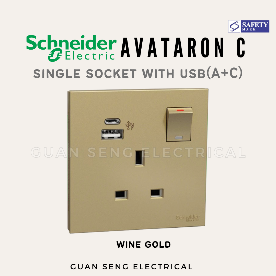 Schneider Avataron C 13A Single Socket with USB