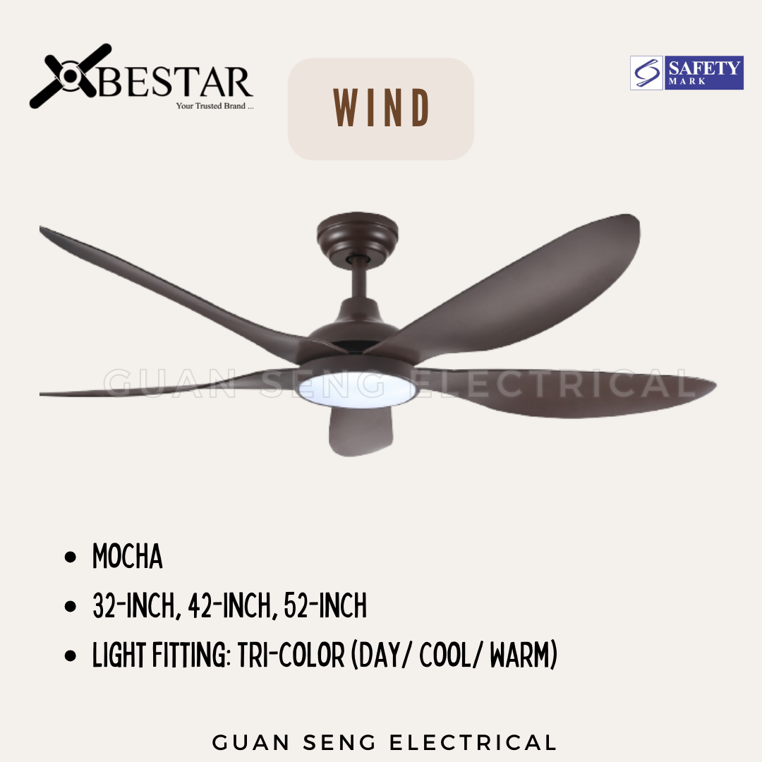 BESTAR Wind 32" 42" 52" DC Motor Ceiling Fan with Remote Control
