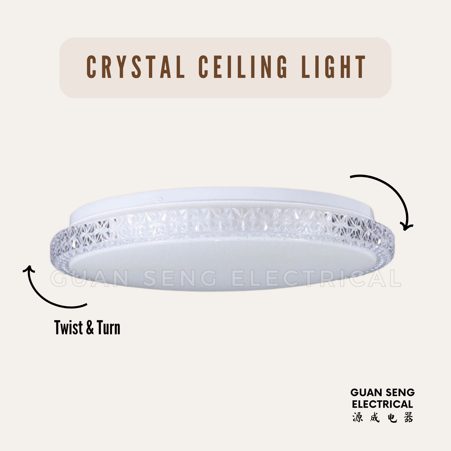 Crystal LED Ceiling Light 24W 36W - Daylight 3 Tone
