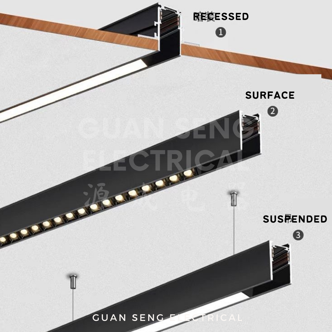 Magnetic Track Light System 48V Recessed Surface