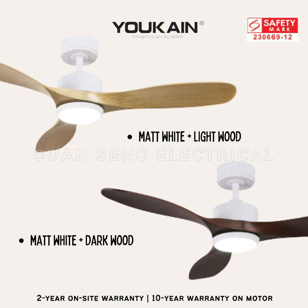 YOUKAIN Optimum 668 SMART DC Ceiling Fans 36" 46" 52" by Acorn