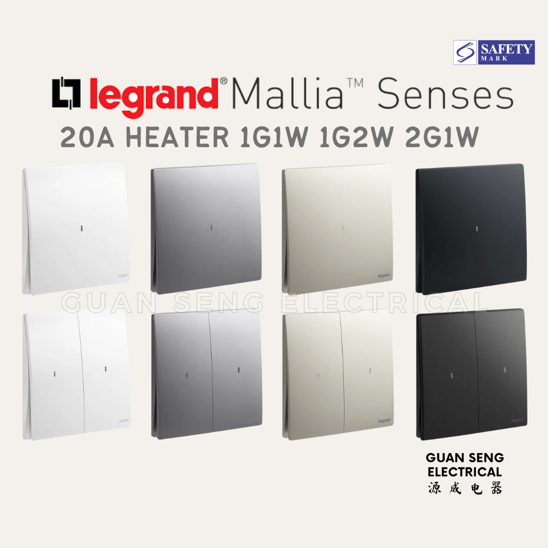Legrand Mallia Senses 20A Heater 1G1W 1G2W 2G1W
