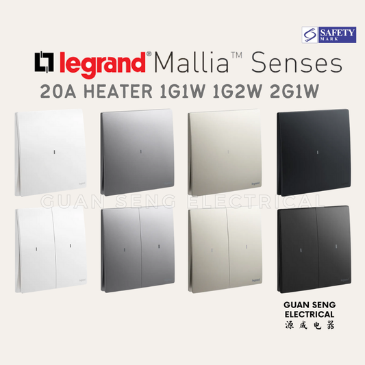Legrand Mallia Senses 20A Heater 1G1W 1G2W 2G1W