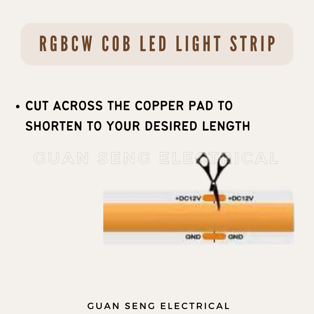 RGBCW COB LED Light Strip Dimmable 5M 24V