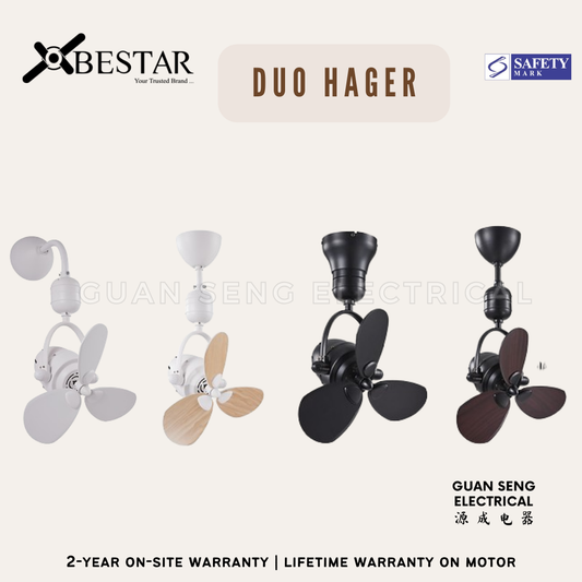 BESTAR 16" DUO Hager Corner Ceiling / Wall Mount Fan with Remote Control