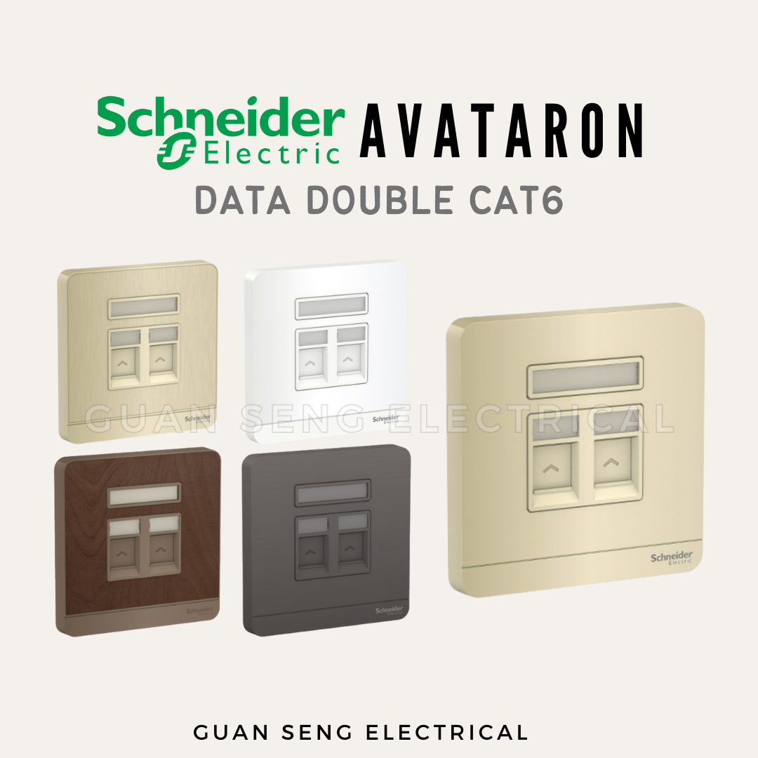 Schneider AvatarON RJ45 Cat6 Data Socket White Dark Grey Dark Wood Wine Gold Hairline Gold