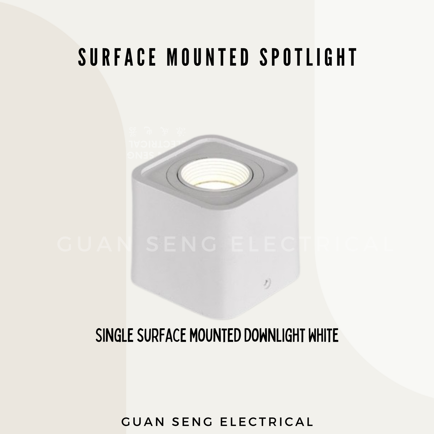 Anti-Glare Surface Mounted Spotlight GU10 Black White Square