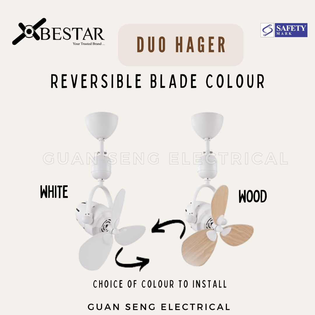 BESTAR 16" DUO Hager Corner Ceiling / Wall Mount Fan with Remote Control