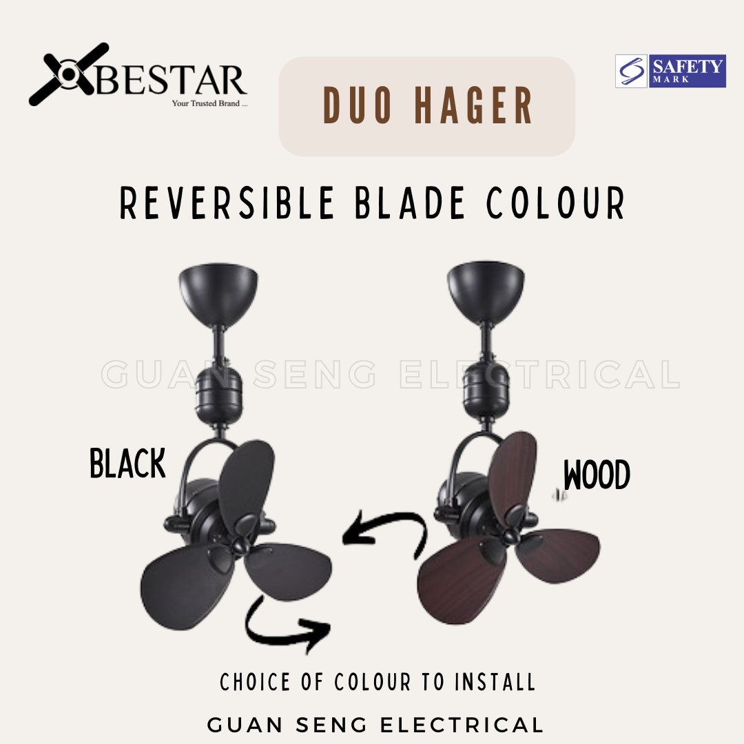 BESTAR 16" DUO Hager Corner Ceiling / Wall Mount Fan with Remote Control