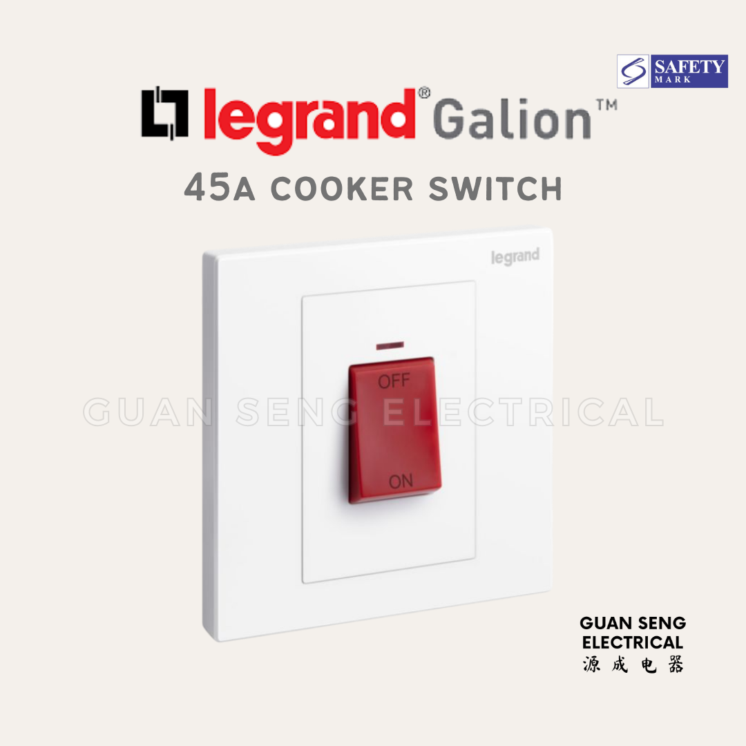Legrand Galion 45A Double Pole Cooker Switch