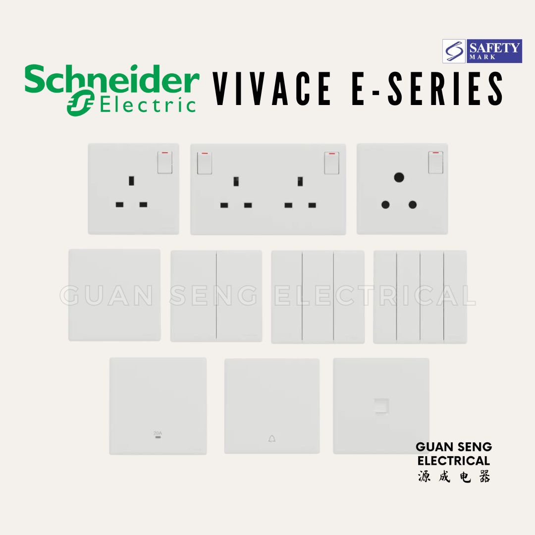 Schneider Electric Vivace E-Series Socket and Switch White Newest 2025 Design