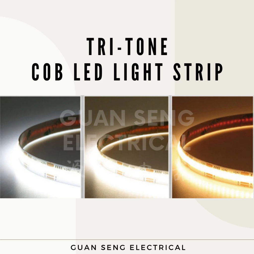 Premium Tri-tone 3Tone COB LED Light Strip 608LEDS 5M 12V 24V